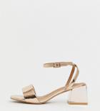 Asos Design Wide Fit Honeywell Block Heeled Sandals In Rose Gold