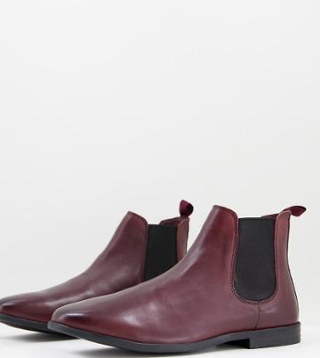 Silver Street Wide Fit Leather Formal Chelsea Boots In Burgundy-red