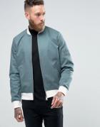 Asos Bomber Jacketwith Sleeve Zip In Trellis Green - Green