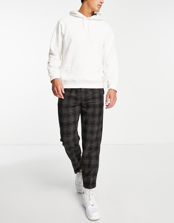 Topman Relaxed Warm Handle Grid Checked Pants In Brown