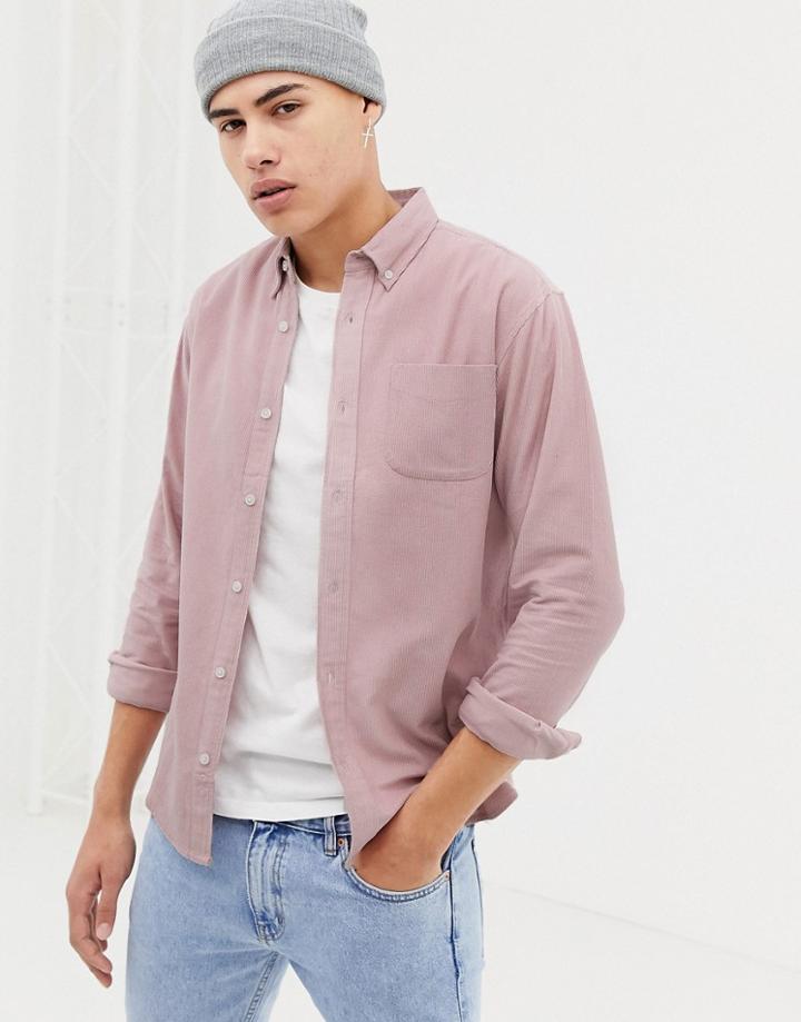 D-struct Fine Needle Cord Shirt - Purple
