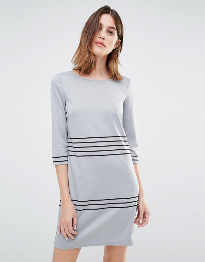 Vila Stripe Shift Dress - Gray Base