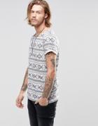 Asos T-shirt With Nepp Base In Geo-tribal Print And Boat Neck - Multi