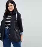Brave Soul Plus Digger Raincoat With Poppers - Black