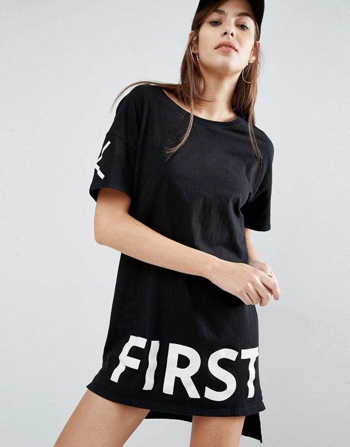 First Base Oversized Logo Dress - Black