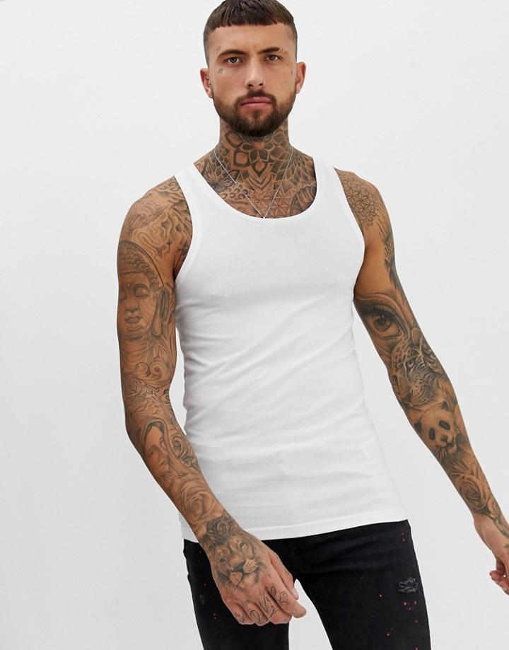 Asos Design Organic Muscle Fit Tank In White - White