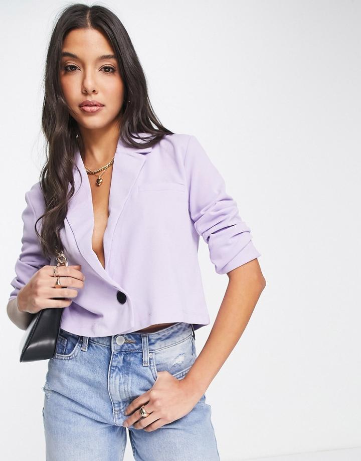 Jdy Cropped Blazer In Lilac-purple