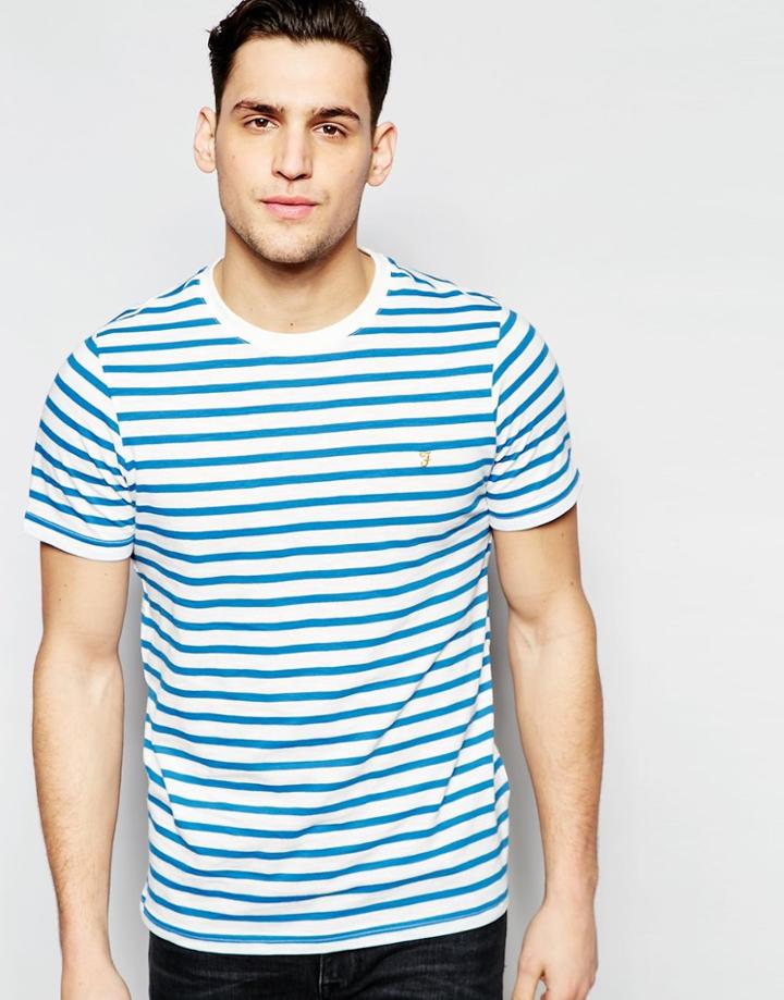 Farah T-shirt With Breton Stripe Slim Fit - Blue