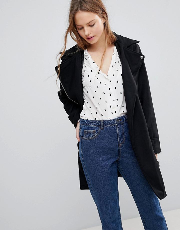 Brave Soul Hindon Biker Coat - Black