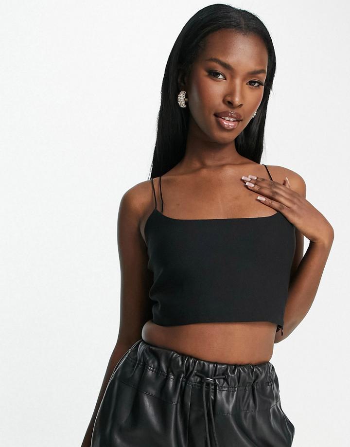 Vesper Cami Strap Detail Crop Top In Black
