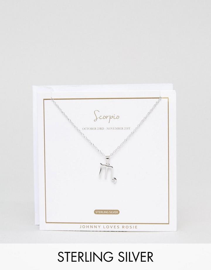 Johnny Loves Rosie Sterling Silver Zodiac Scorpio Necklace - Silver
