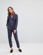 Leon And Harper Olympe Jumpsuit In Check - Navy