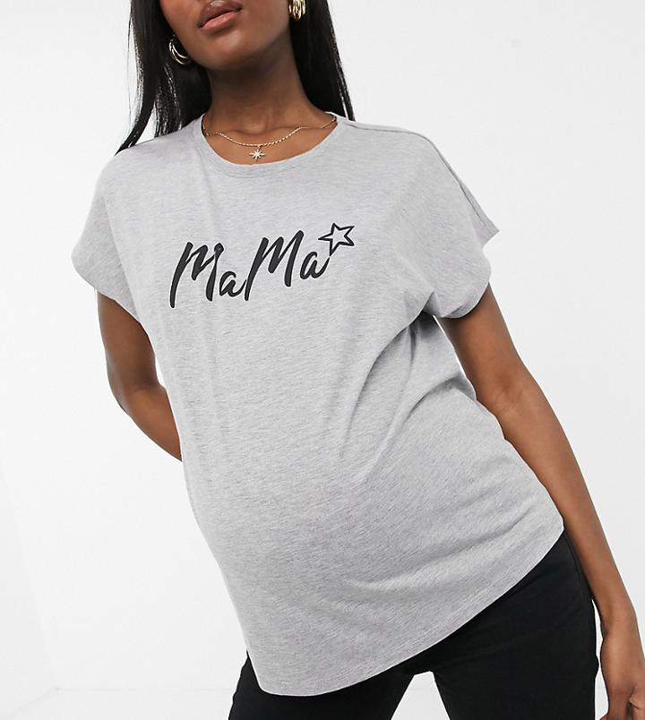 Gebe Maternity Mama Slogan T-shirt In Gray-grey