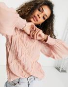 Topshop Frill Detail Blouse In Blush-blues