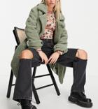 Topshop Petite Ripped Baggy Jeans In Washed Black