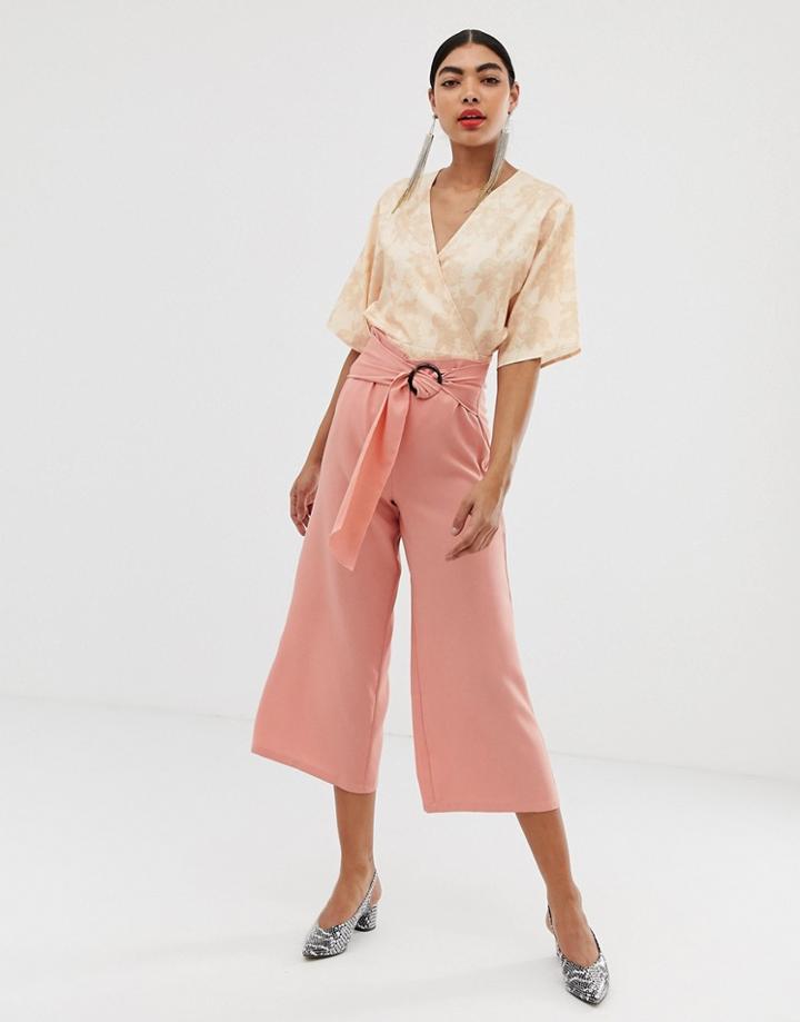 Unique21 Flared Culotte With Belt Buckle - Orange