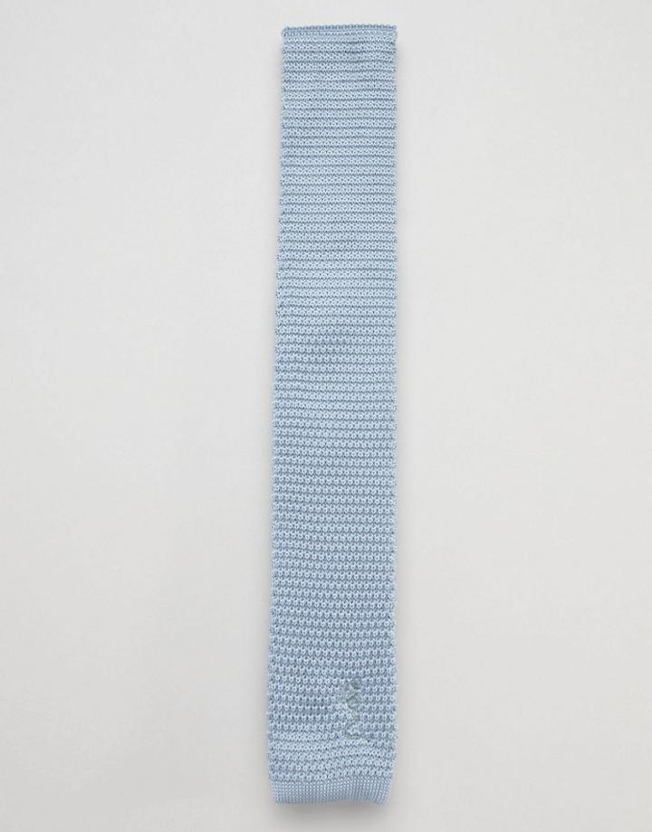 Religion Wedding Knitted Tie In Pastel Blue With Squared Off End - Blue