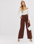 Boohoo Wide Leg Tailored Pants In Stripe - Multi