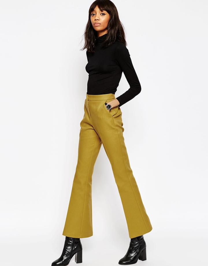 Asos Premium Bell Flare Pant - Mustard