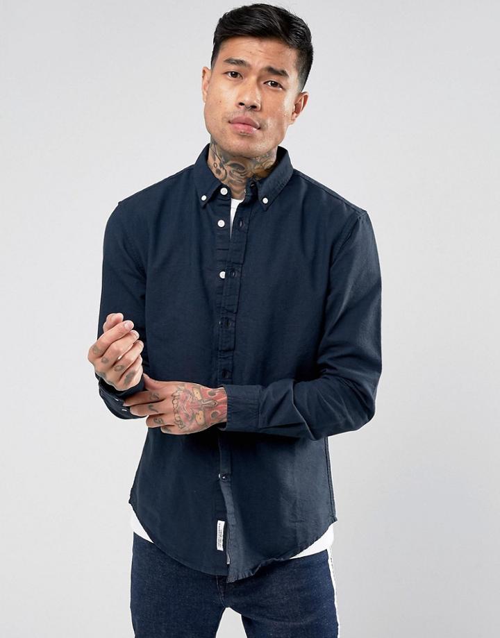 Pull & Bear Oxford Shirt In Navy - Navy