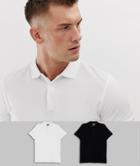 Asos Design Short Sleeve Pique Polo 2 Pack Save - Multi