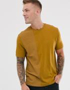 Asos Design Relaxed T-shirt With Waffle Color Block In Tan