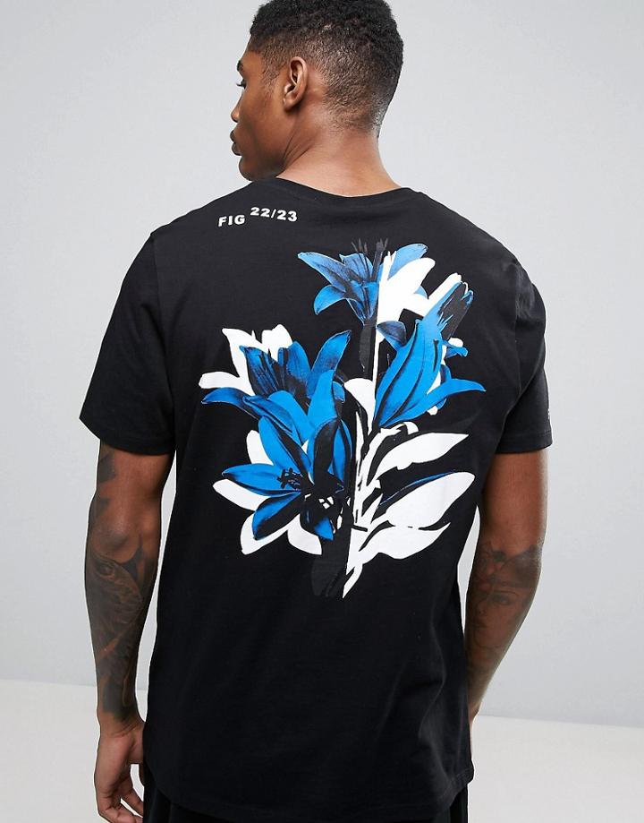 Asos Relaxed T-shirt With Floral Back Print - Black