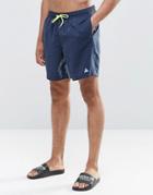 Asos Mid Length Swim Shorts In Navy With Triangle Logo