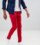 Asos Design Tall Skinny Chinos In Red - Red