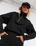 Asos Design Tracksuit Sweat With Half Zip / Sweatpants In Black-grey