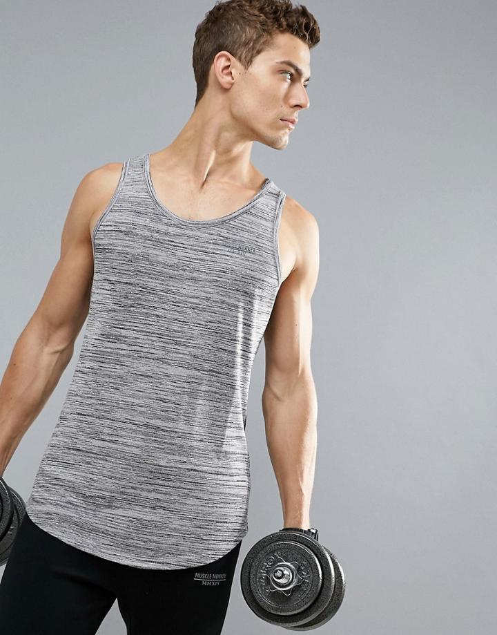 Muscle Monkey Tank In Gray Spacedye Muscle Fit - Gray