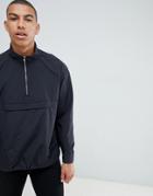 Hugo Enin 1/4 Zip Overhead Anorak With 3m Back Stripe In Black - Black