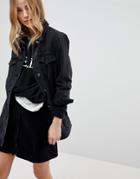 New Look Longline Denim Jacket - Black
