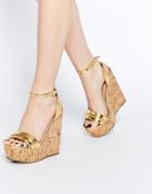 Asos Time Flies Two Part Wedges - Gold
