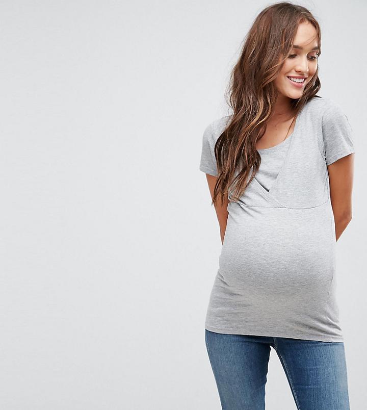 New Look Maternity Nursing Short Sleeve Tee - Gray