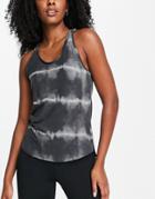 Nike Training One Luxe Dri-fit Standard Fit Tie Dye Tank In Dark Gray-black