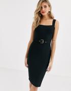 Lipsy Belted Cami Bandage Dress In Black