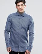 Scotch & Soda Shirt With Fine Stripe Cut Away Collar In Slim Fitin Navy Marl - Navy