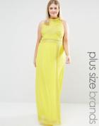 Lovedrobe Luxe High Neck Embellished Detail Maxi Dress - Yellow