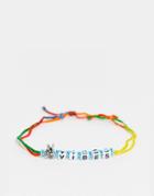 Asos Design Woven Anklet With Vibes In Multicolor