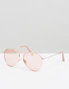 Aldo Rose Gold Aviators With Pink Tinted Lens - Pink