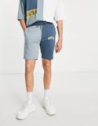 Asos Design Relaxed Shorts In Navy Color Block - Part Of A Set-multi