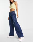 Diesel D-akemi Wide Leg Dad Jeans In Dark Denim-blue