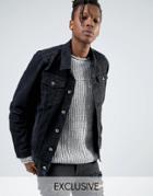 Mennace Denim Jacket With Abrasions In Black - Black