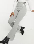 Asos Design Knitted Flare Pant In Light Gray-grey