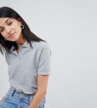 Asos Design Tall Polo T-shirt With Toggle Hem In Gray - Gray