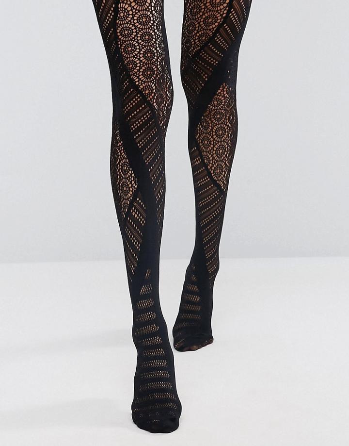 Gipsy Black Net Panel Tights - Black