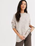 & Other Stories Round Neck Longline Sweater In Oat-multi