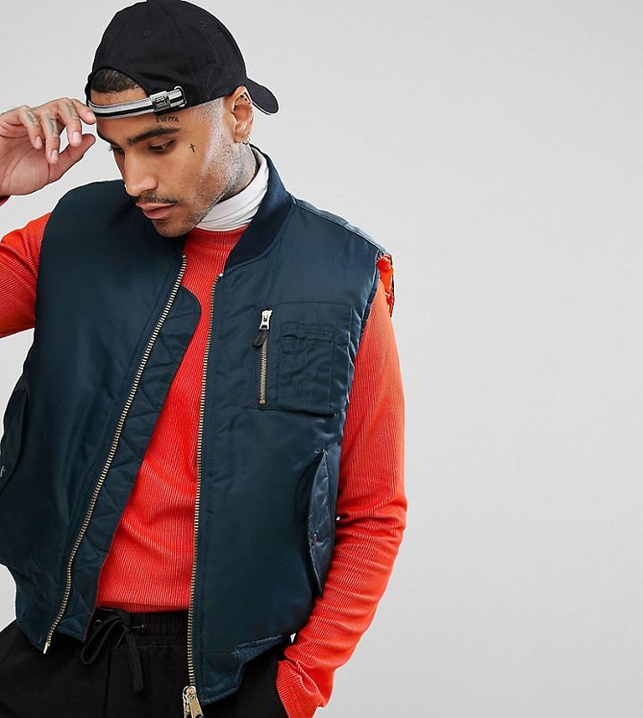 Reclaimed Vintage Revived Ma-1 Vest In Blue - Blue