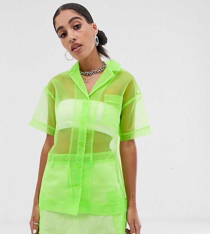 The Ragged Priest Organza Sheer Shirt Two-piece - Green
